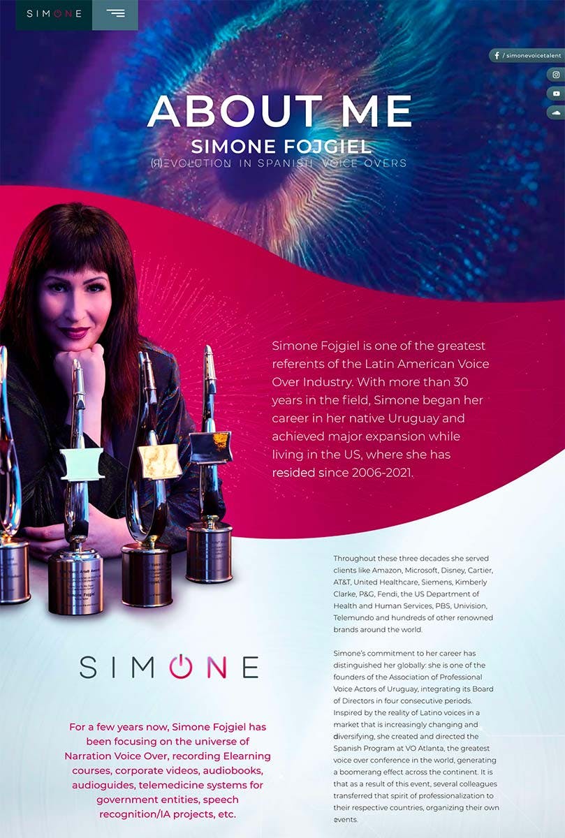 Simone Voice Talent, website